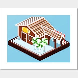 Pixel Art Gingerbread House Posters and Art